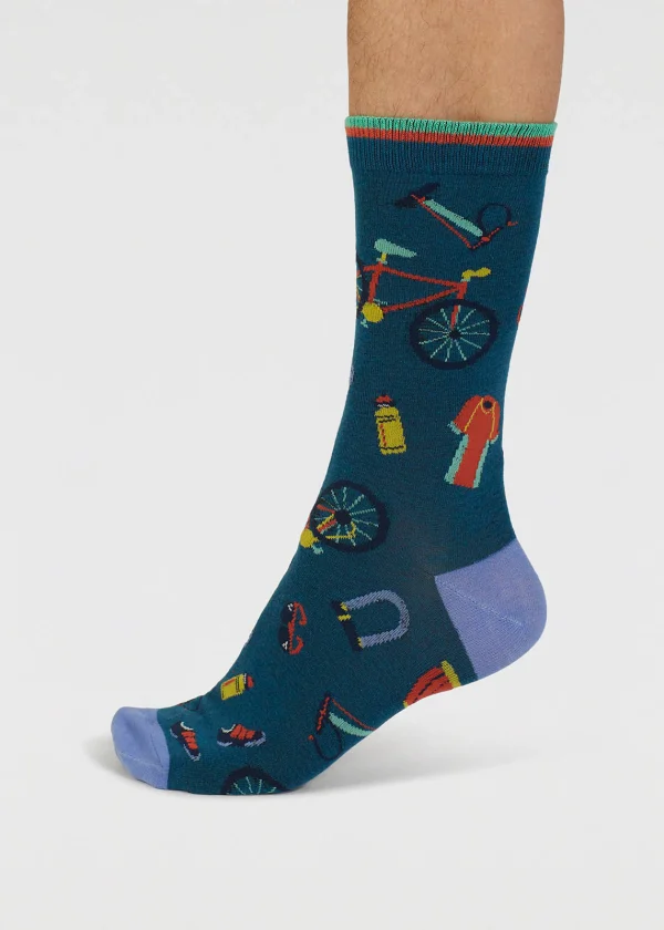 griffen bike navy bamboo socks ww