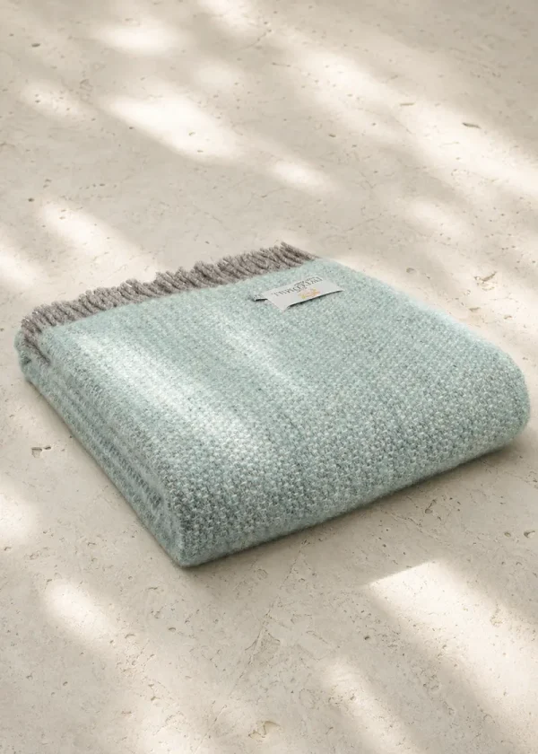 illusion spearmint grey pure wool throw ww