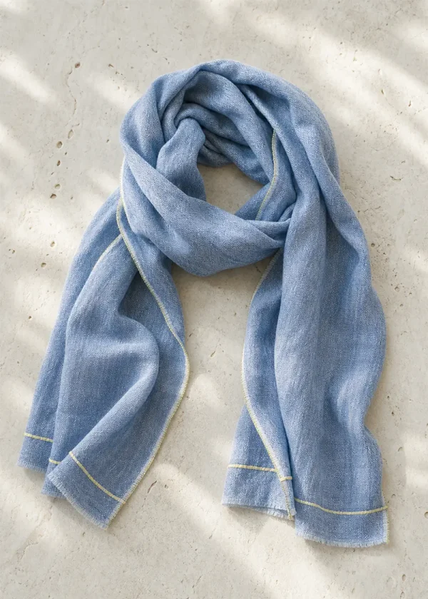 indigo blue linen scarf ww