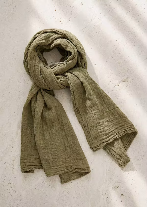 khaki pure hemp scarf ww