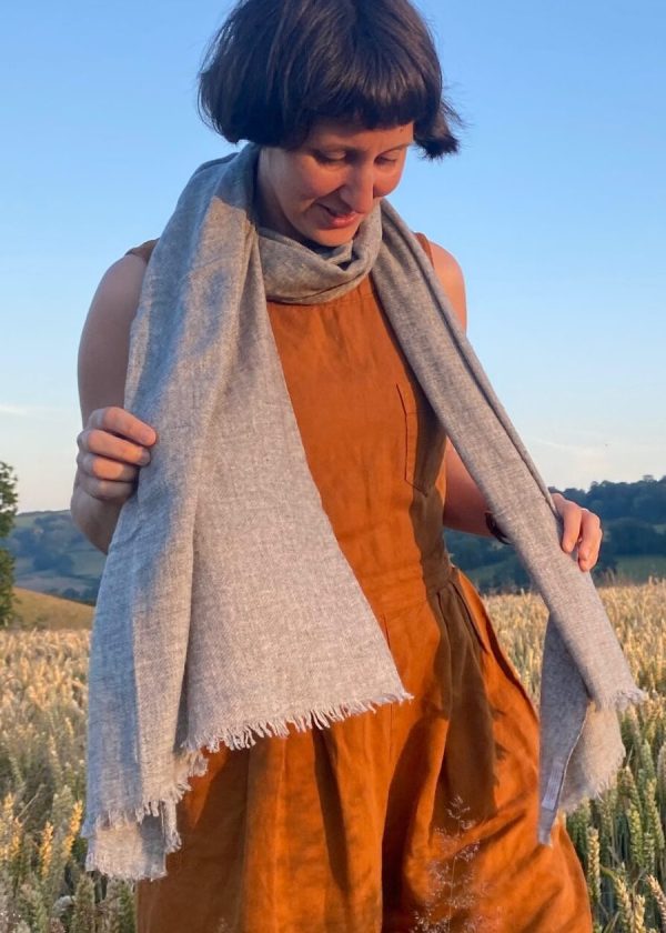light grey fairtrade cashmere shawl ww