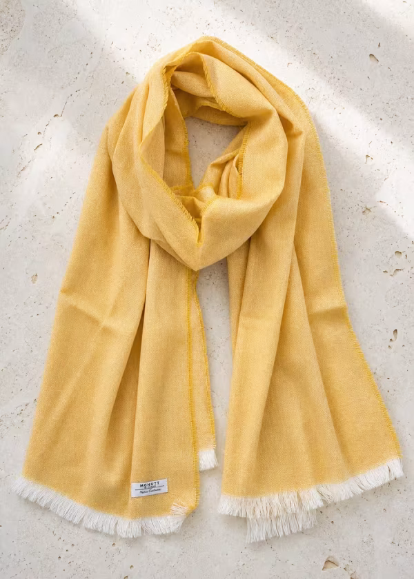 mcnutt hazy sunshine yellow merino cashmbere blend scarf ww
