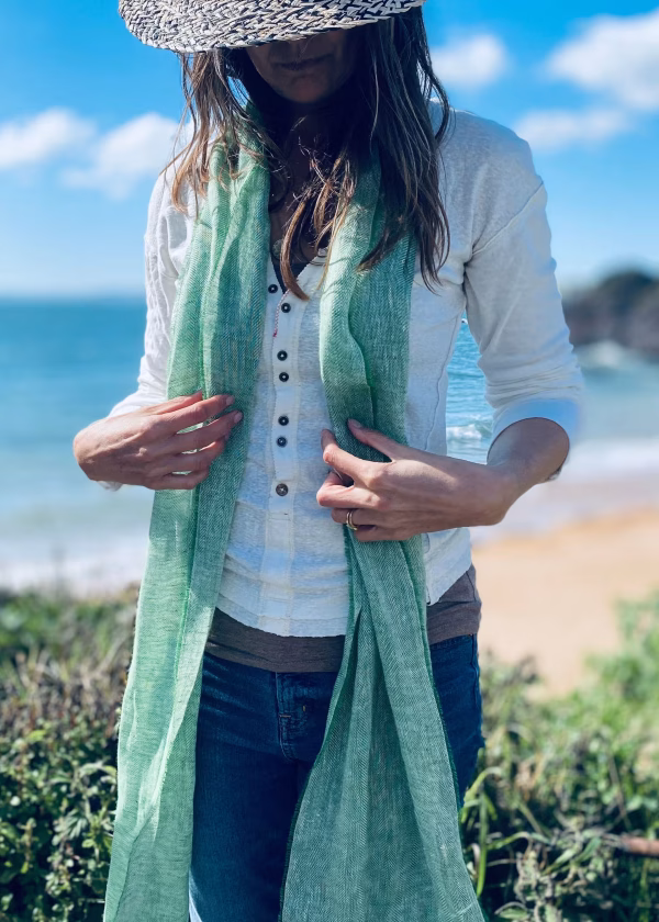 mcnutt irish linen summer scarf peppermint green
