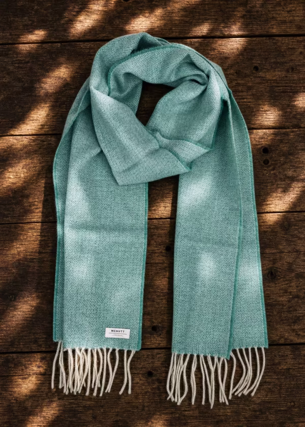 mcnutt spearmint herringbone pure wool scarf ww