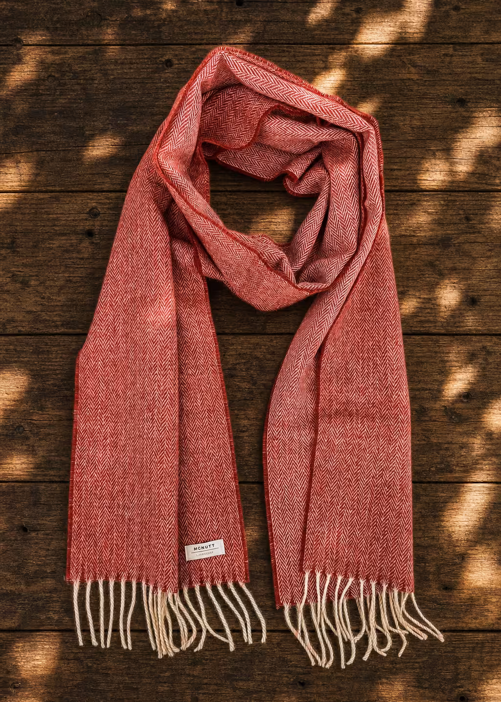 mcnutt tabasco herringbone pure wool scarf ww