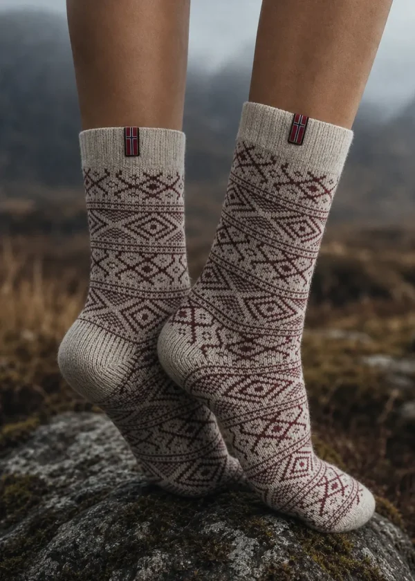 norwegian wool sock berry ww