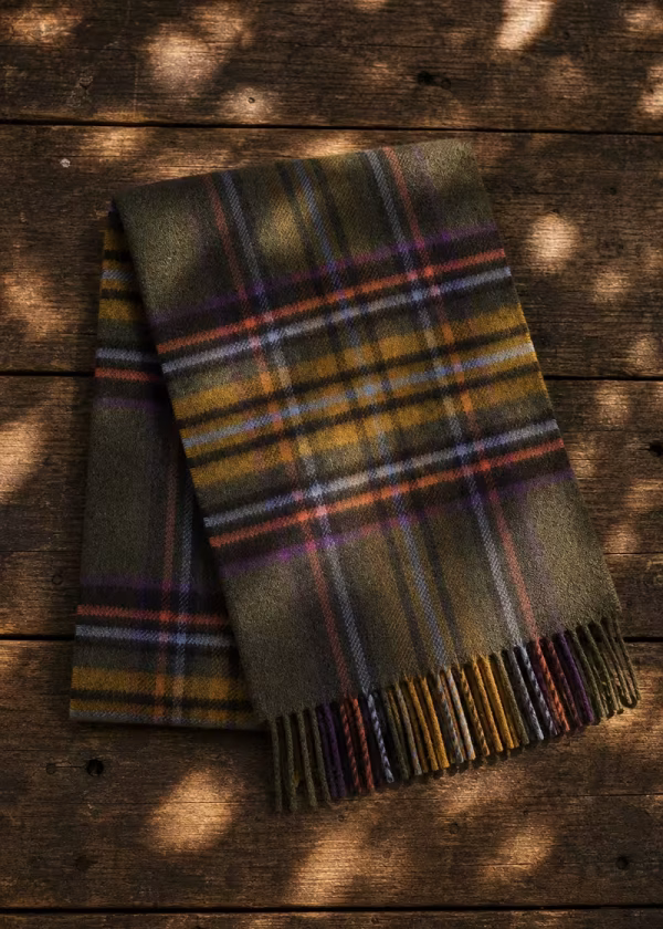 otley olive check merino lambswool scarf ww