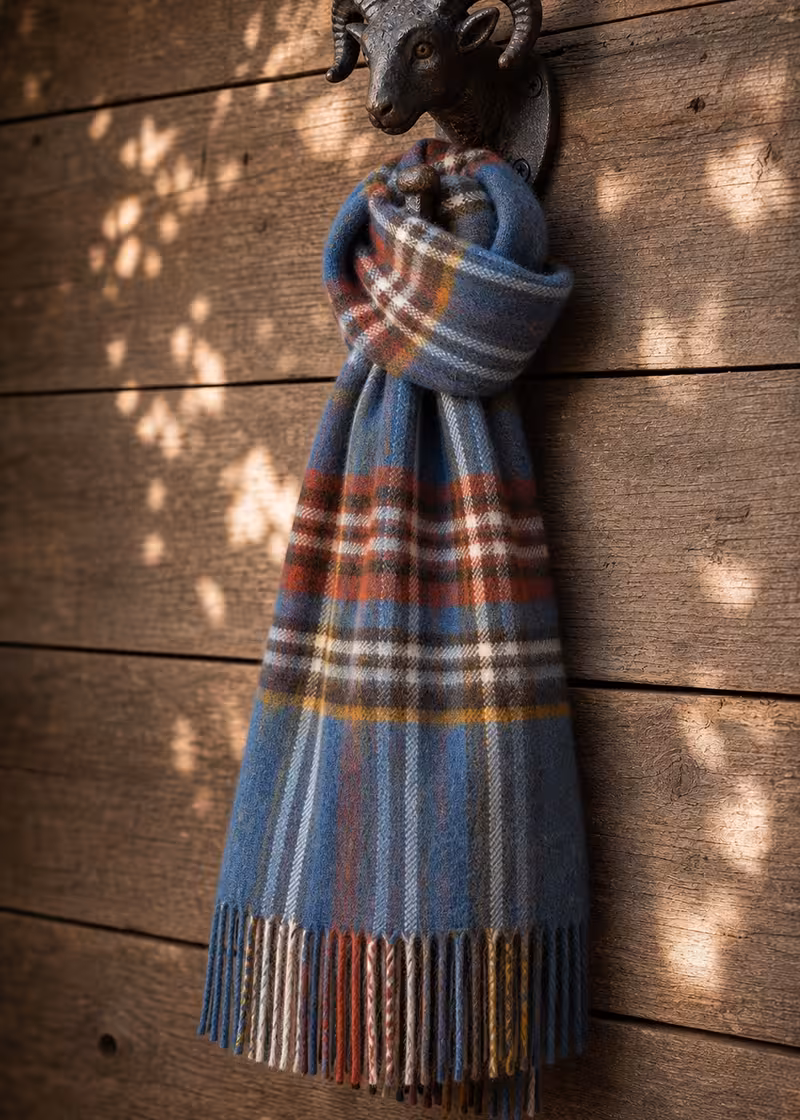 otley peacock check merino lambswool british scarf ww