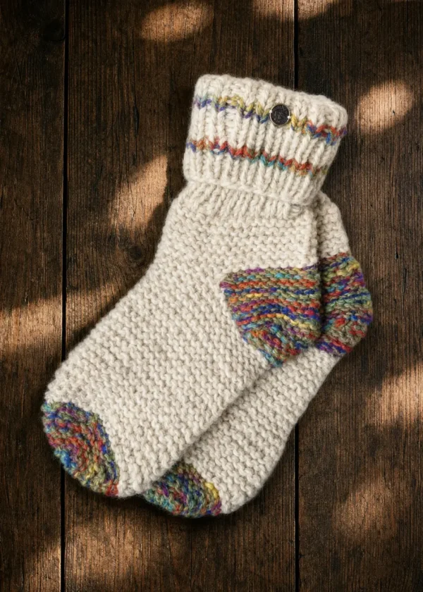 Beige Multi Fairtrade Pure Wool Sofa Socks
