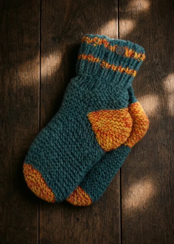pachamama teal rust sofa ankle sock ww