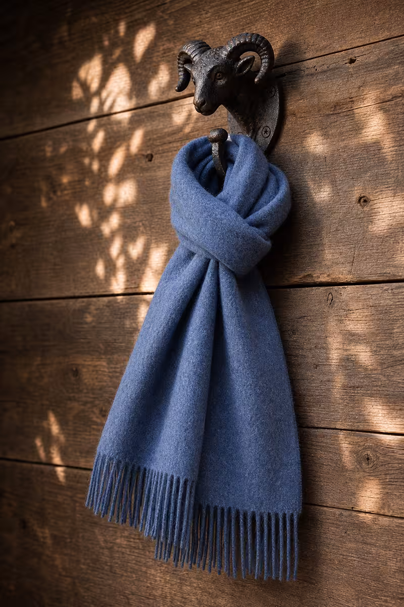 plain airforce blue bronte lambswool scarf ww