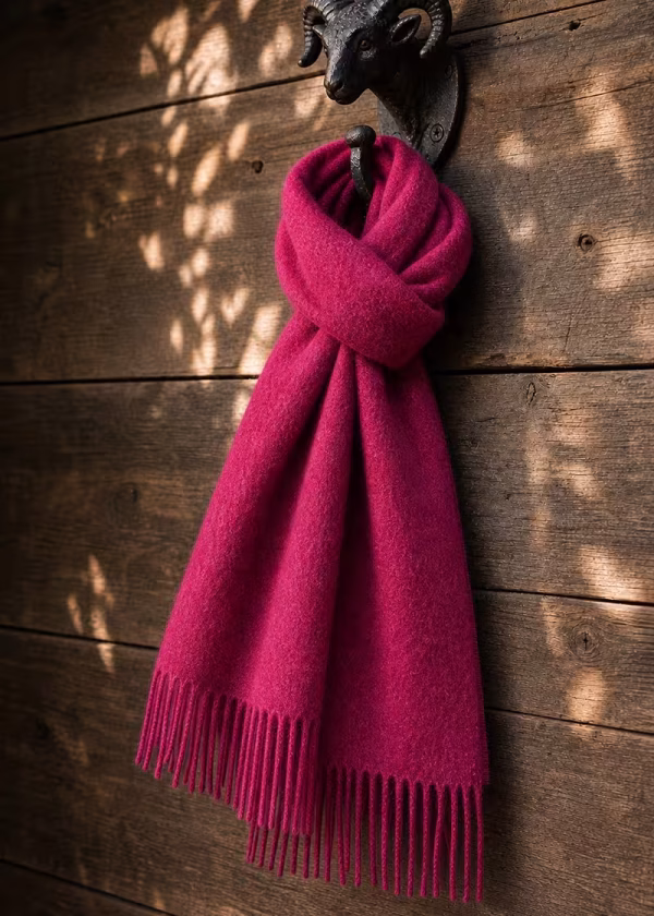 plain bright pink bronte lambswool scarf ww