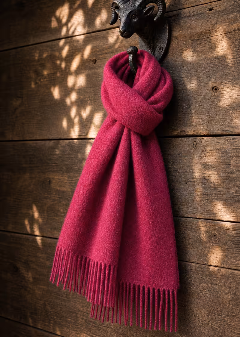 plain bright pink bronte lambswool scarf ww