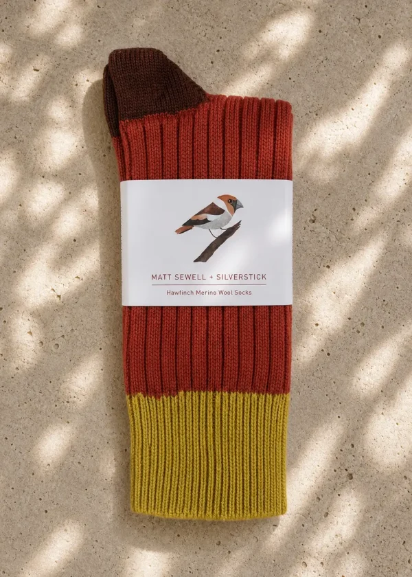 silverstick hawfinch red merino wool socks ww