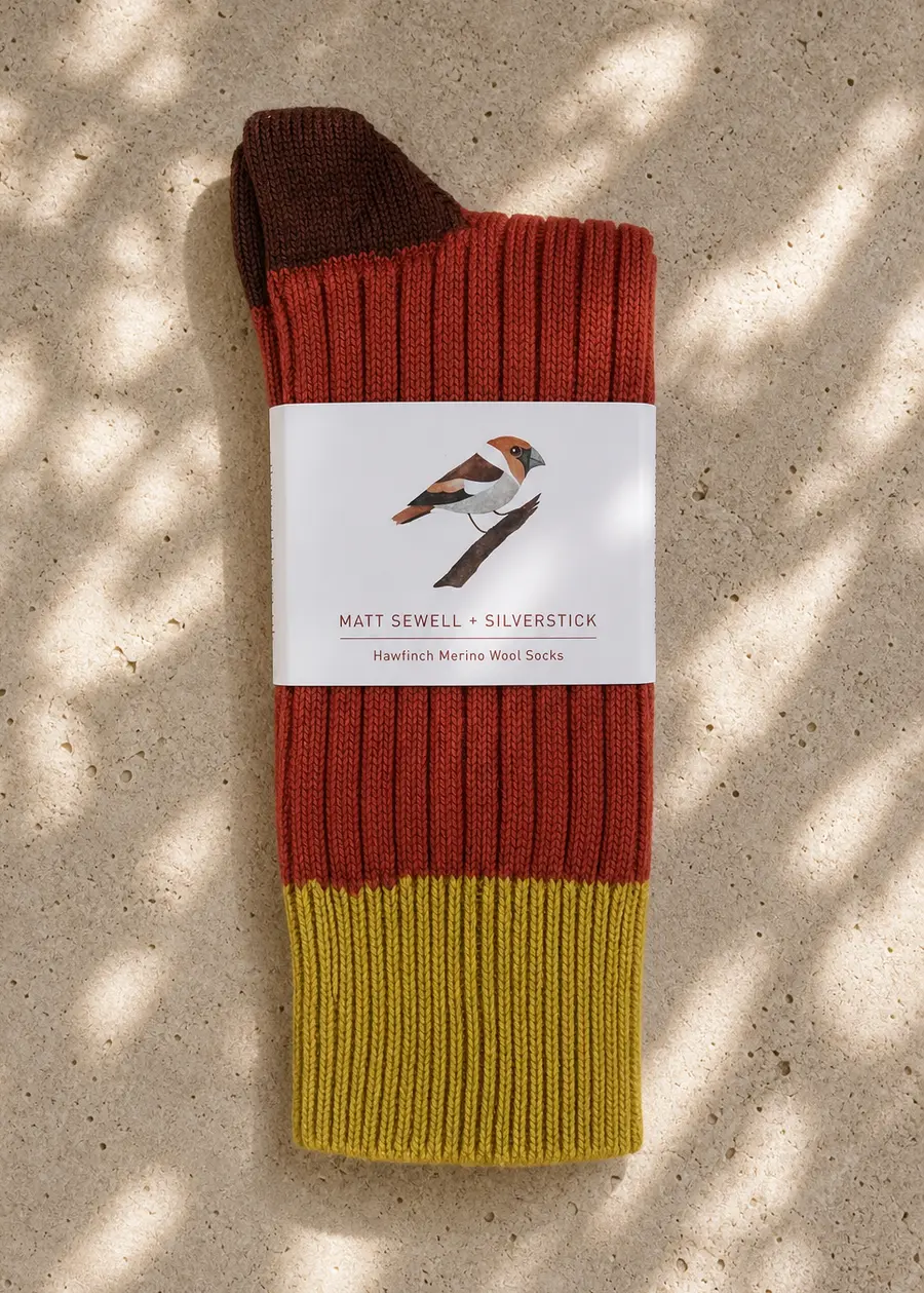 silverstick hawfinch red merino wool socks ww