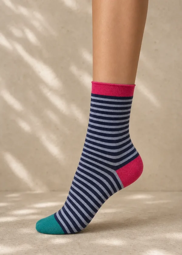 thought blue stripey bamboo socks ww