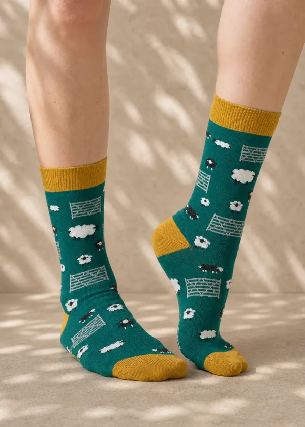 thought green cow bamboo socks ww