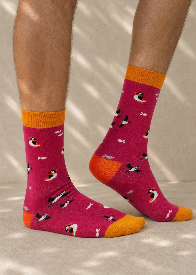 thought pink puffins bamboo socks ww