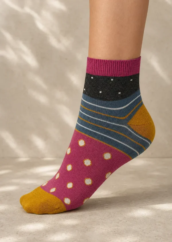 thought rondel magenta spot bamboo socks ww