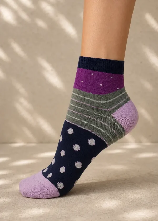 thought rondel navy spotty bamboo socks ww