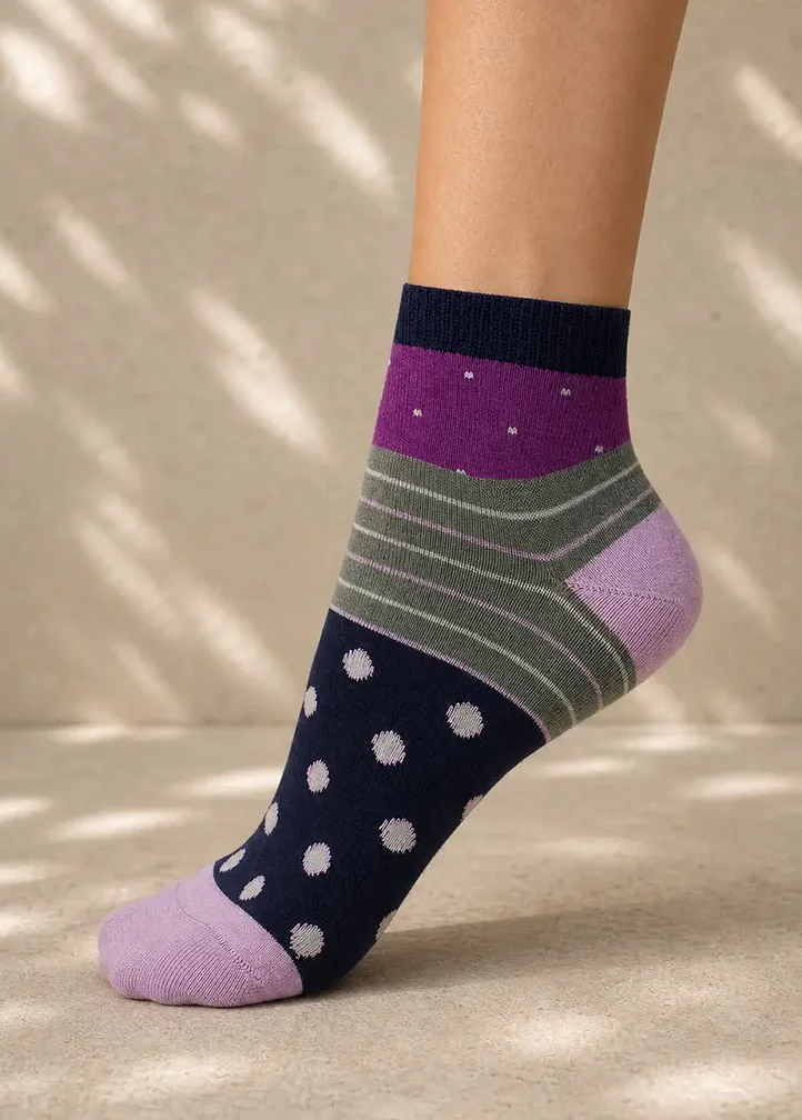 thought rondel navy spotty bamboo socks ww