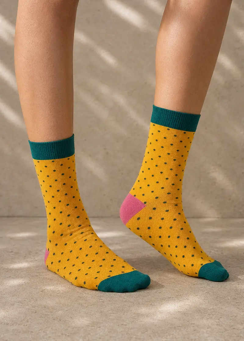 thought yellow green spotty bamboo socks ww