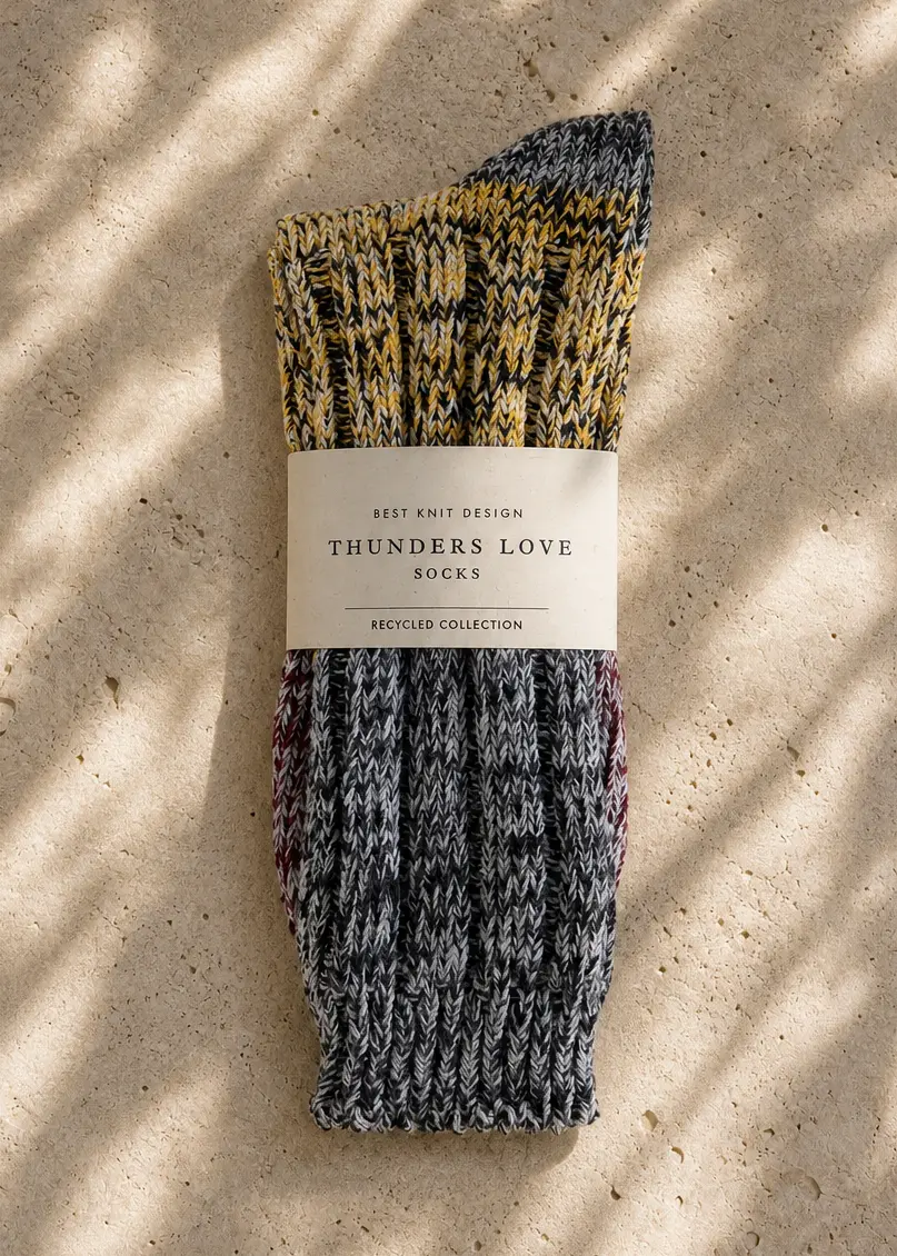 thunders charlie black recycled cotton socks ww