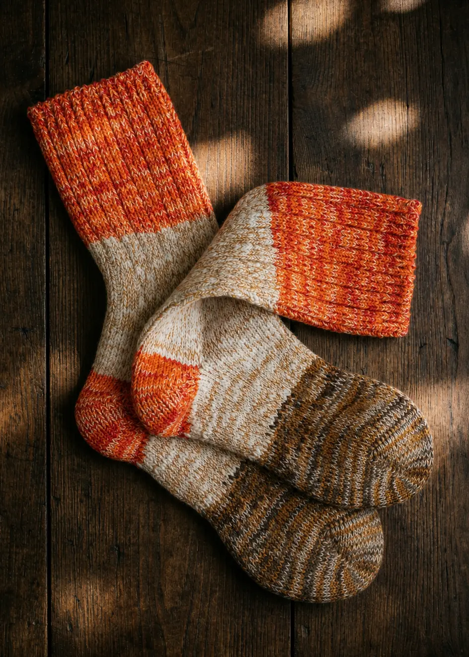 thunders love orange brown recycled cotton socks ww