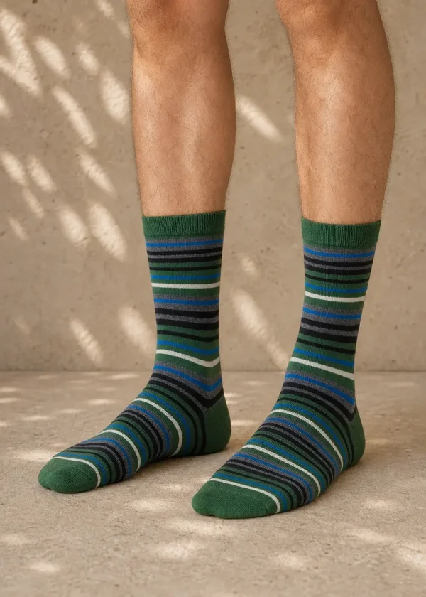 watson green blue stripe bamboo socks ww