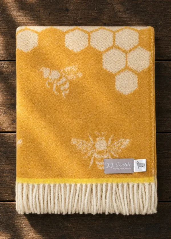 yellow bee pure wool throw ww