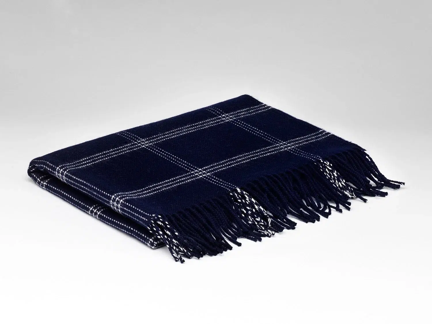 Navy Windowpane Merino Lambswool Pashmina - Image 2
