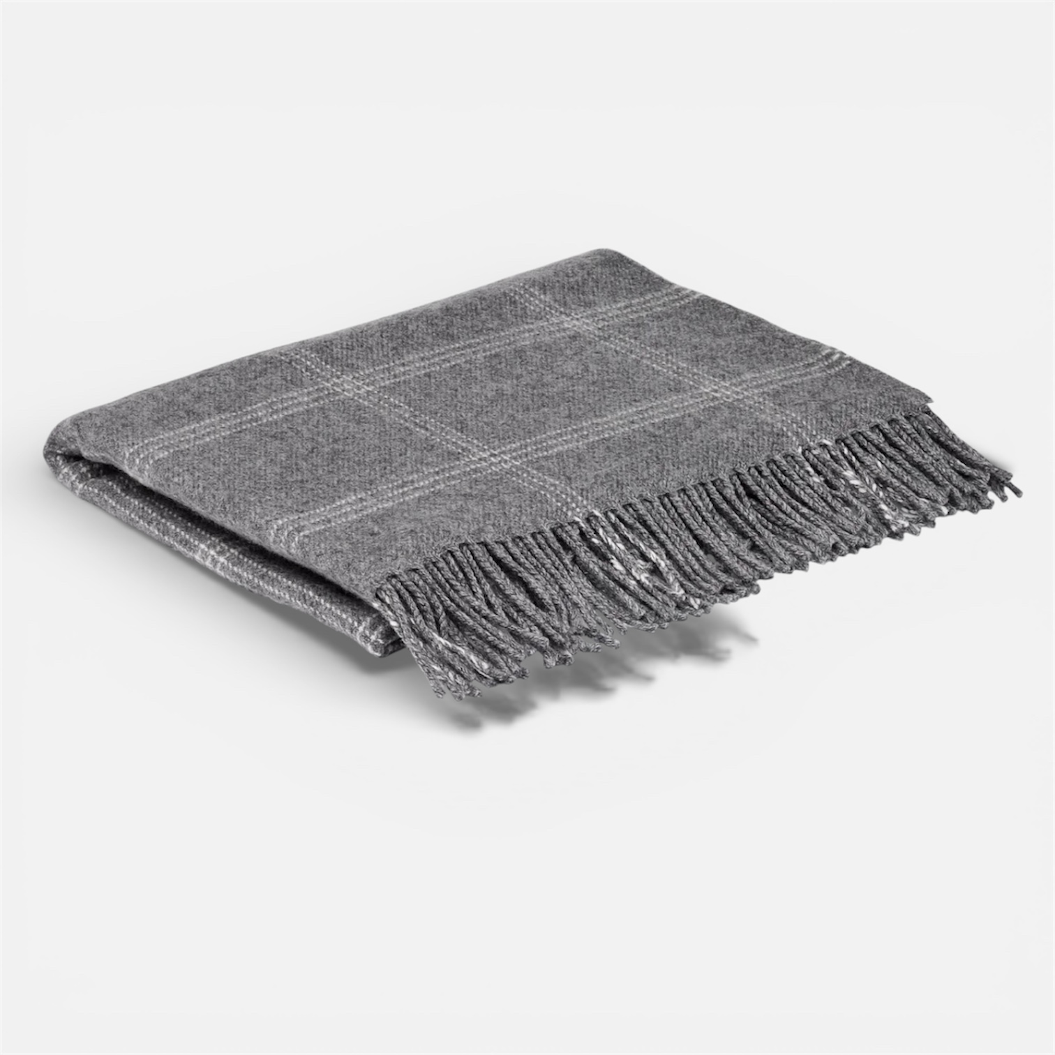 Grey Windowpane Merino Lambswool Pashmina