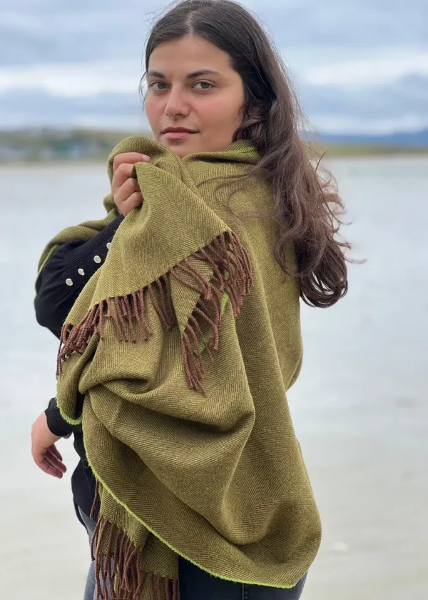 Moss Merino Lambswool Pashmina