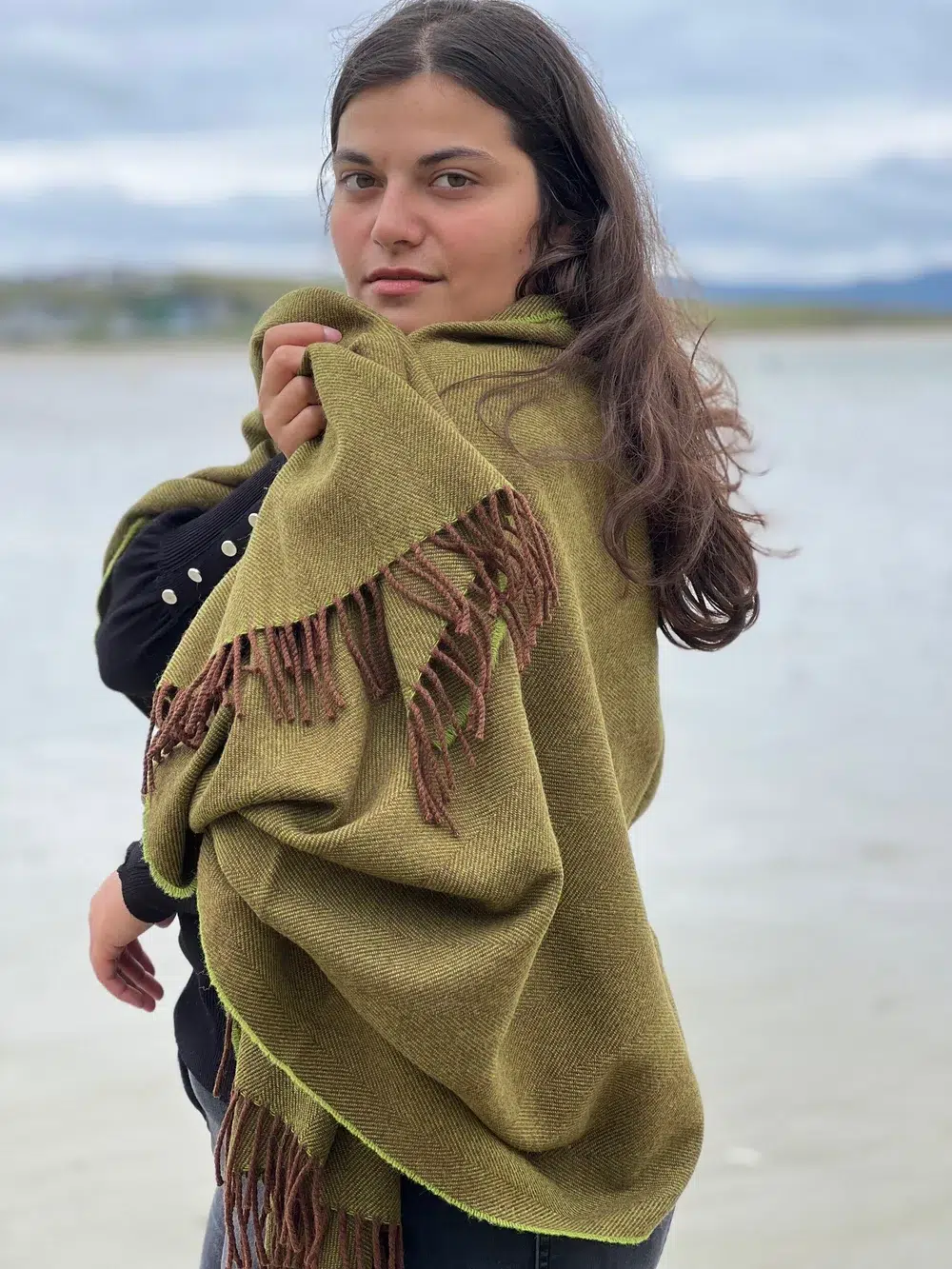 Moss Merino Lambswool Pashmina